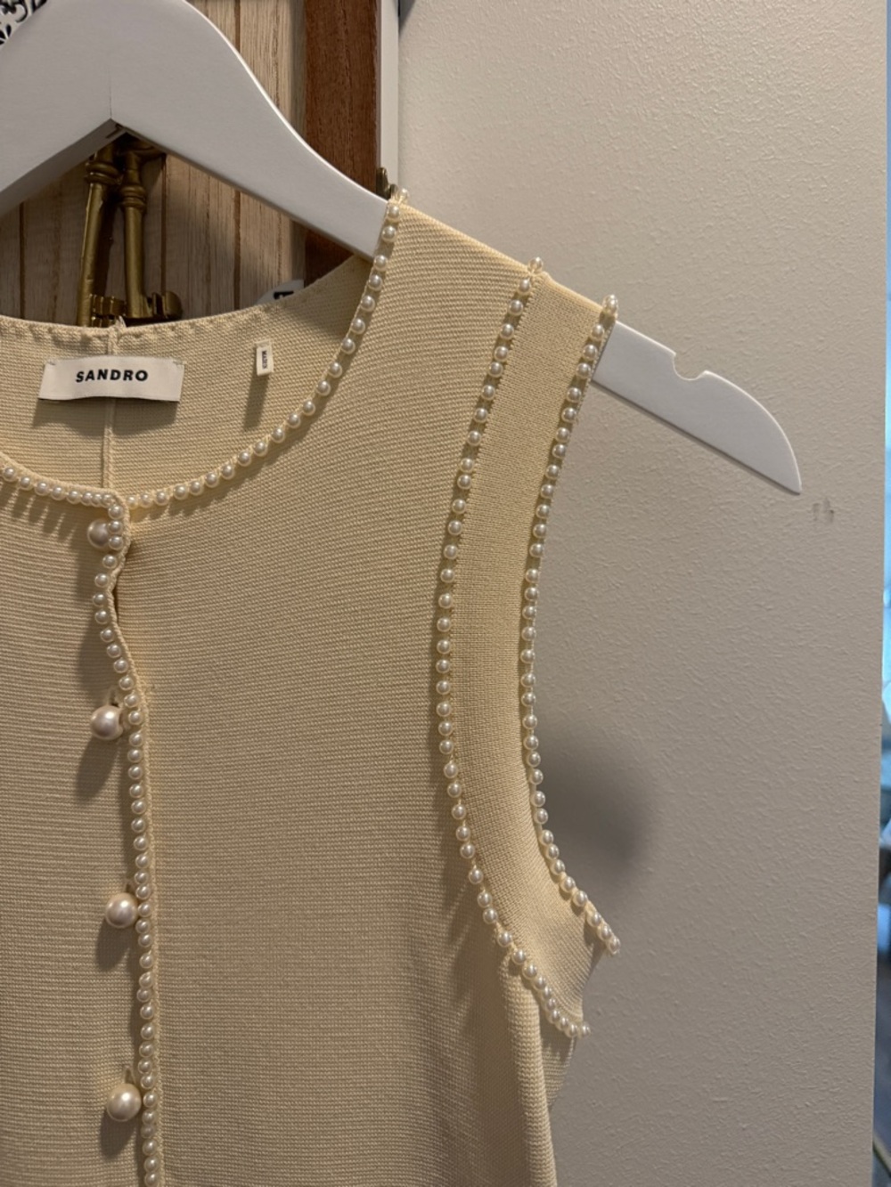 Sandro Cream Sleeveless Maxi Dress with Front Buttons - Picture 3 of 5